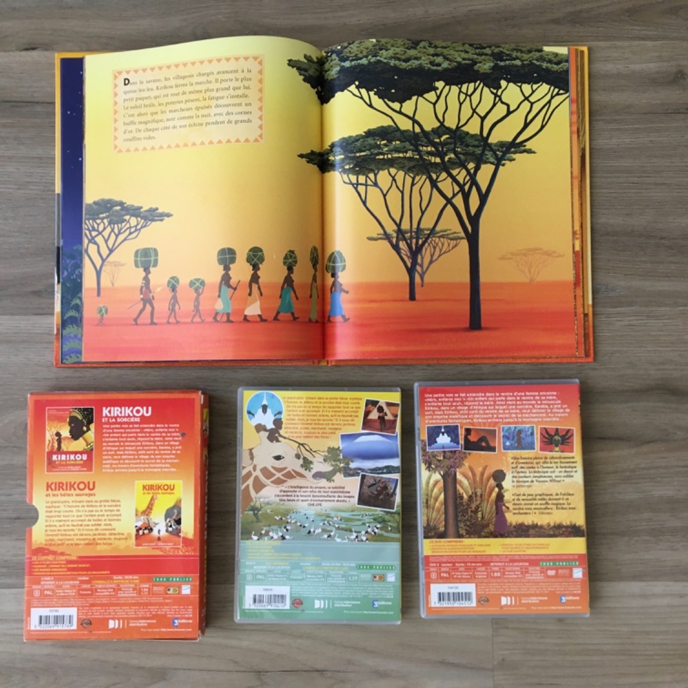 Kirikou French language DVD and book for kids